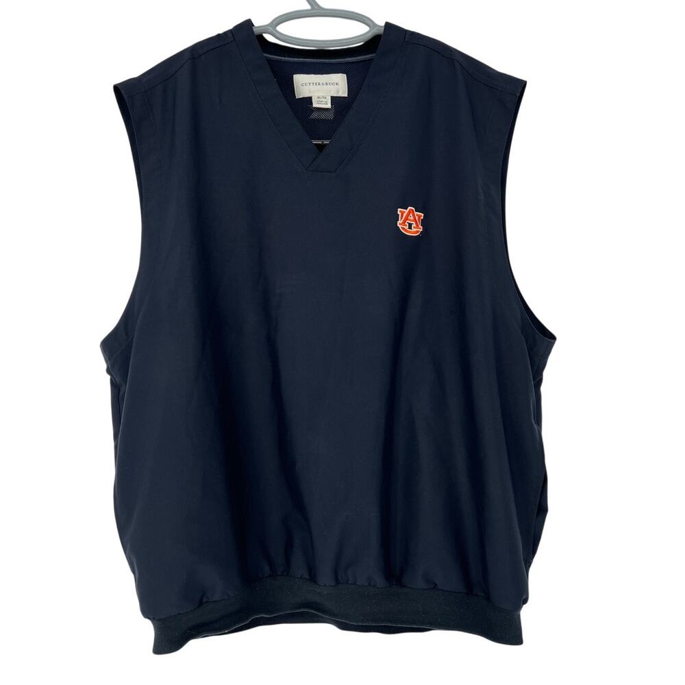 Auburn Tigers Cutter & Buck Vest Men's XL Golf Windreaker V-Neck Navy‎ Blue